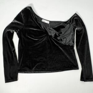 Elodie Top Womens XL Black Velvet Asymmetrical Twist Party Event Holiday Classy